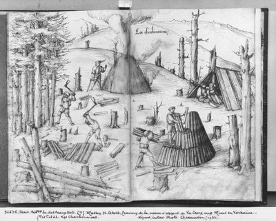 Zilvermijn van La Croix-aux-Mines, Lorraine, kolenmannen, ca. 1530 door Heinrich Gross or Groff